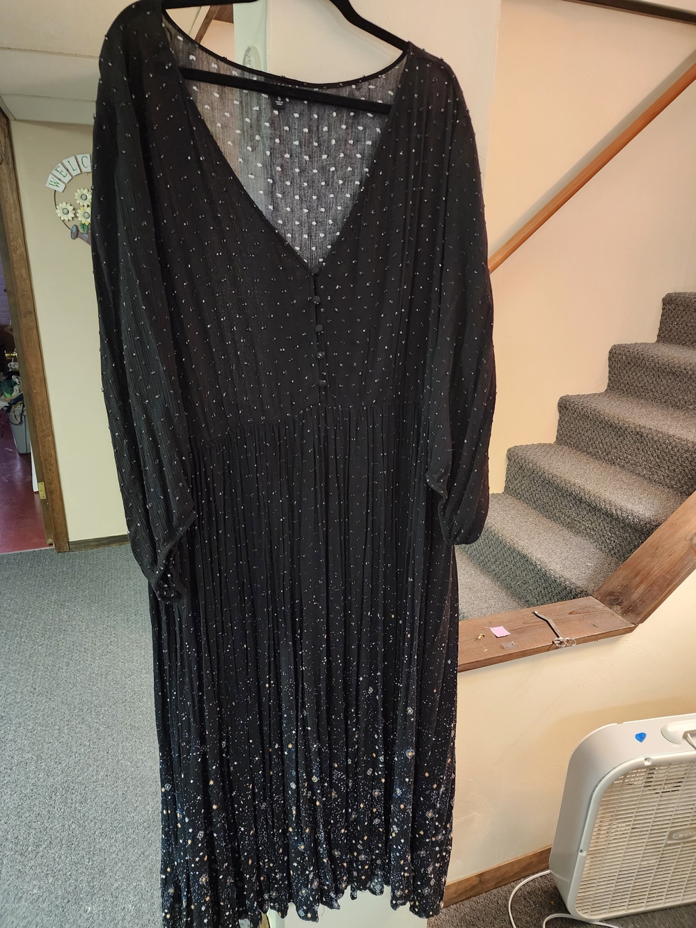 Torris 5x Black Sparkle V-Neck Long Sleeve Maxi Dress